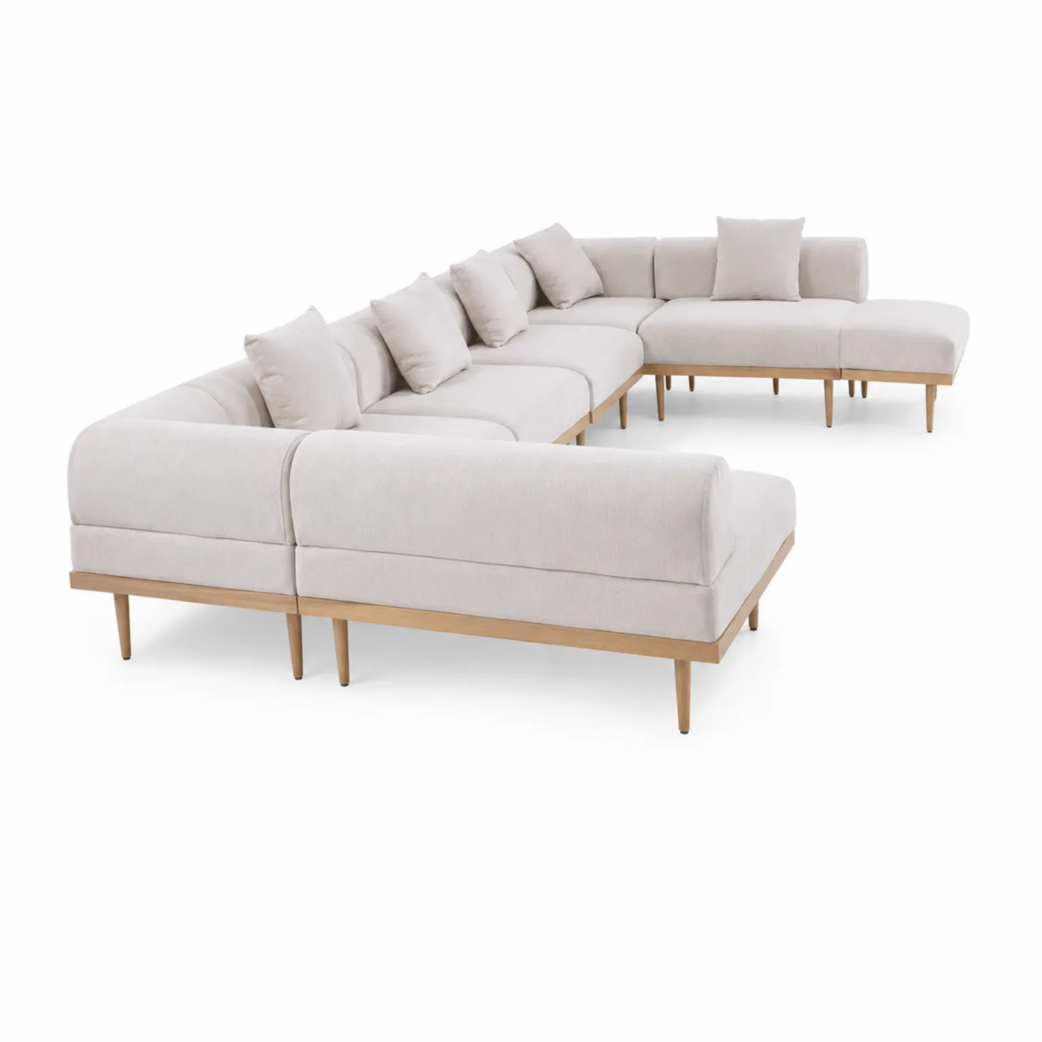 Narożna sofa modułowa L 300x300 cm drewno Beżowa
