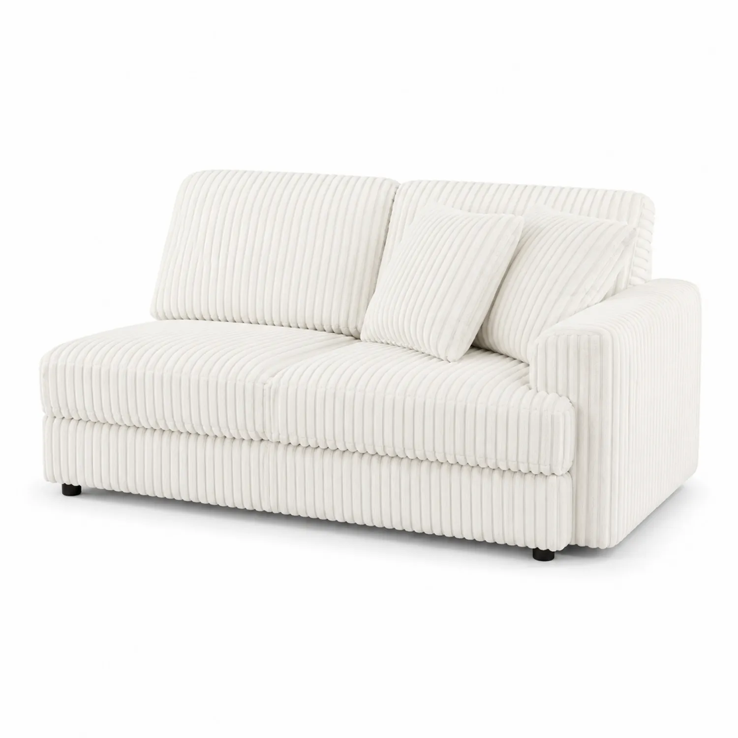 Sofa dwuosobowa z tkaniny sztruksowej Biała z poduszkami