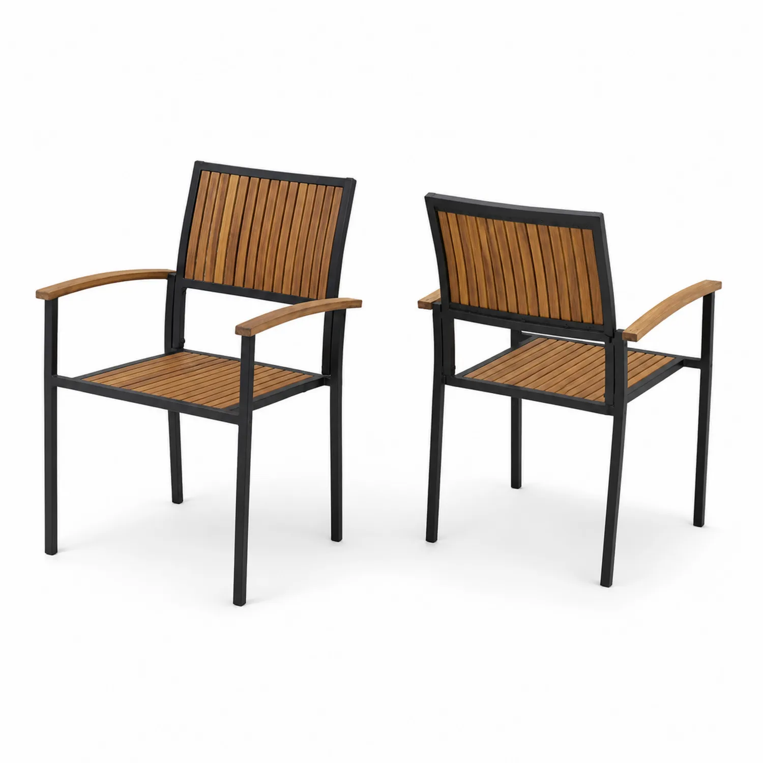 Zestaw krzeseł ogrodowych z drewna akacjowego i metalu 56x61x85 cm