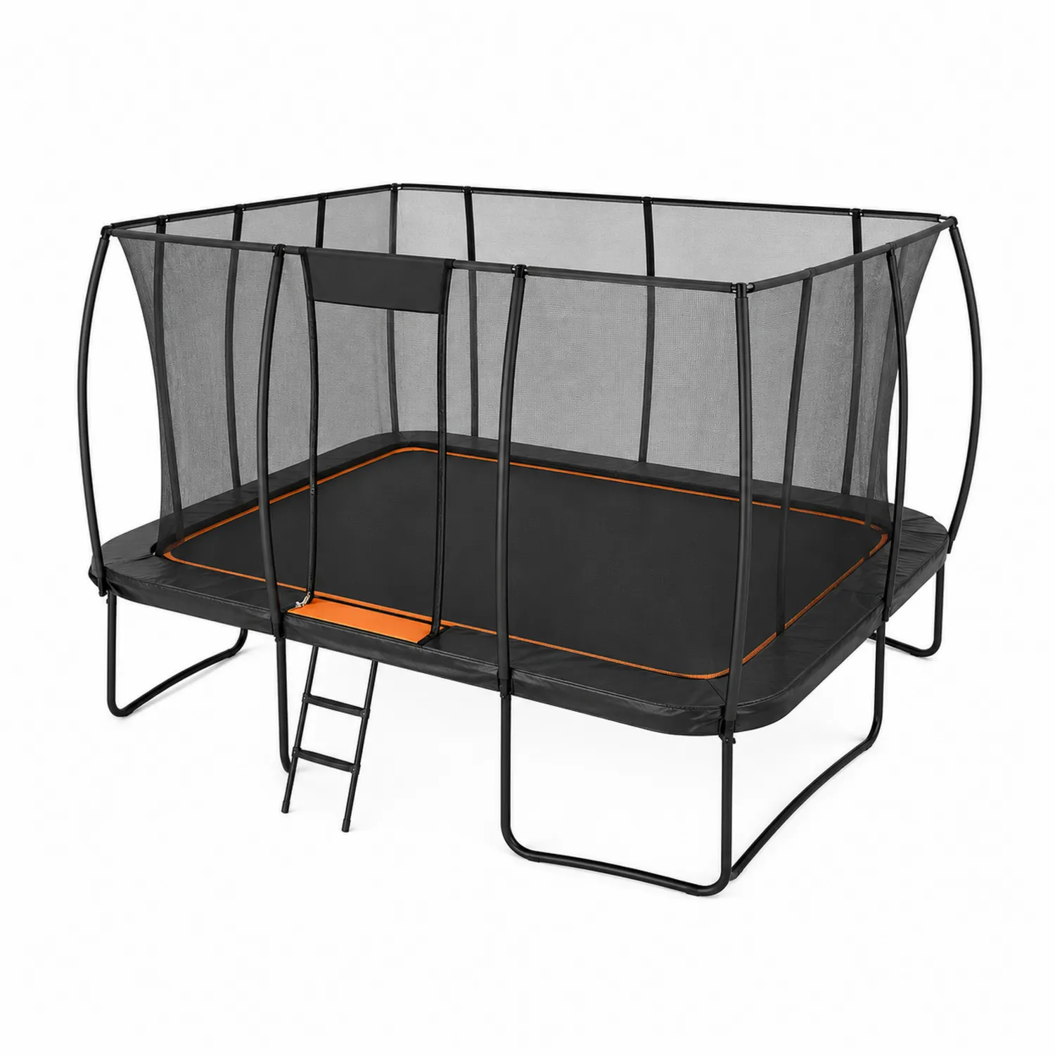 Trampolina prostokątna stalowa z siatką 400x250 cm Czarny/Pomarańczowy