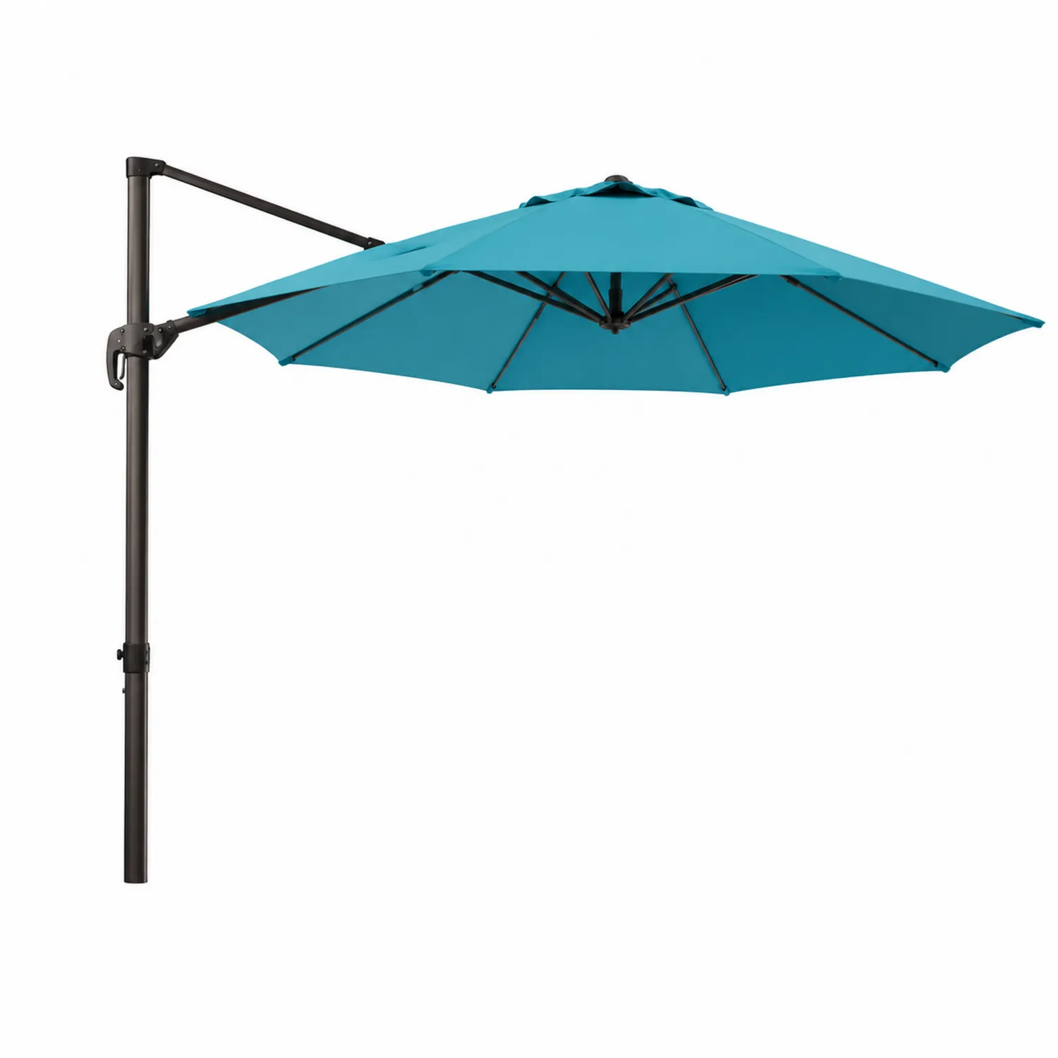 Parasol ogrodowy z wysięgnikiem okrągły 300cm poliester stal turkusowy