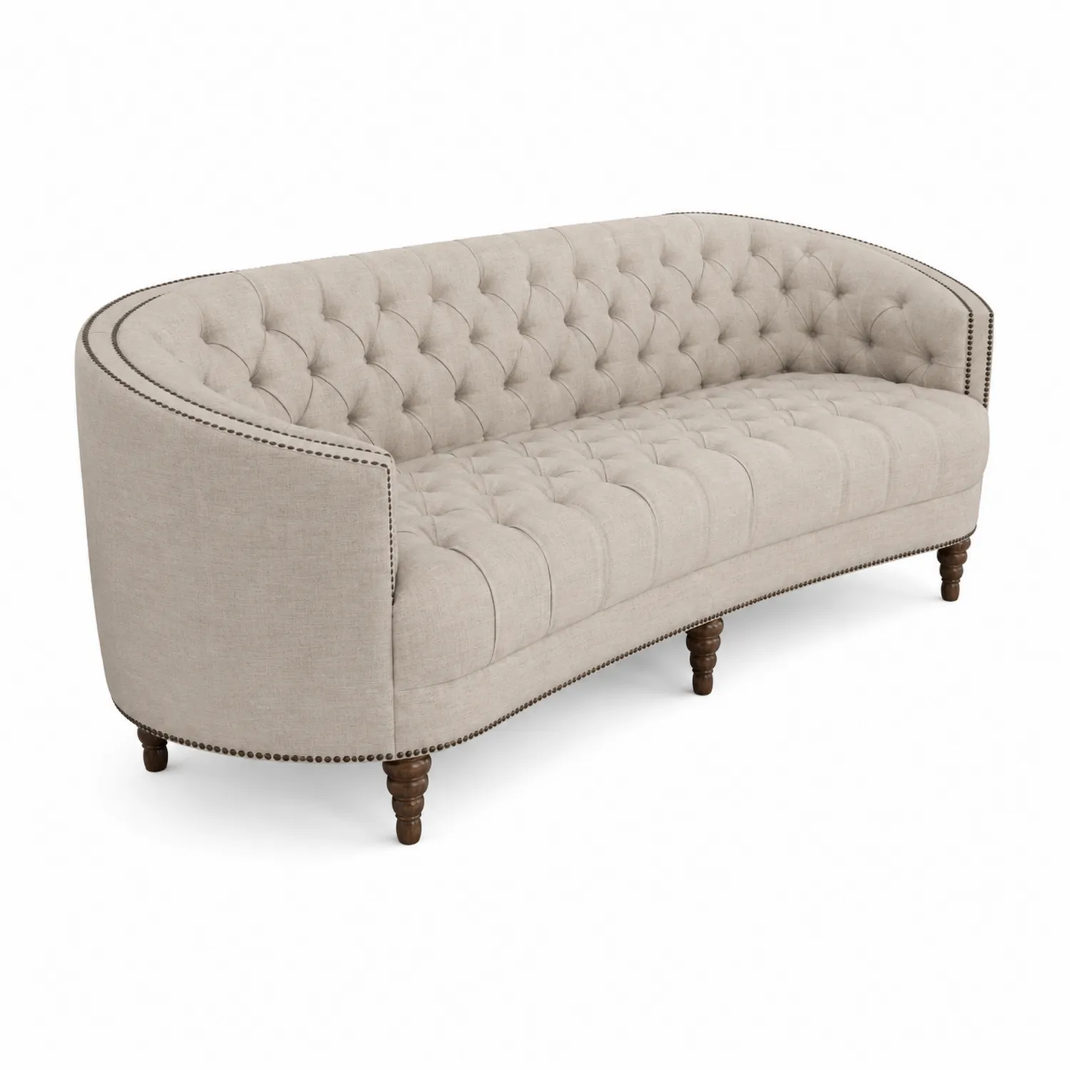 Sofa 3-osobowa z lnu beżowa