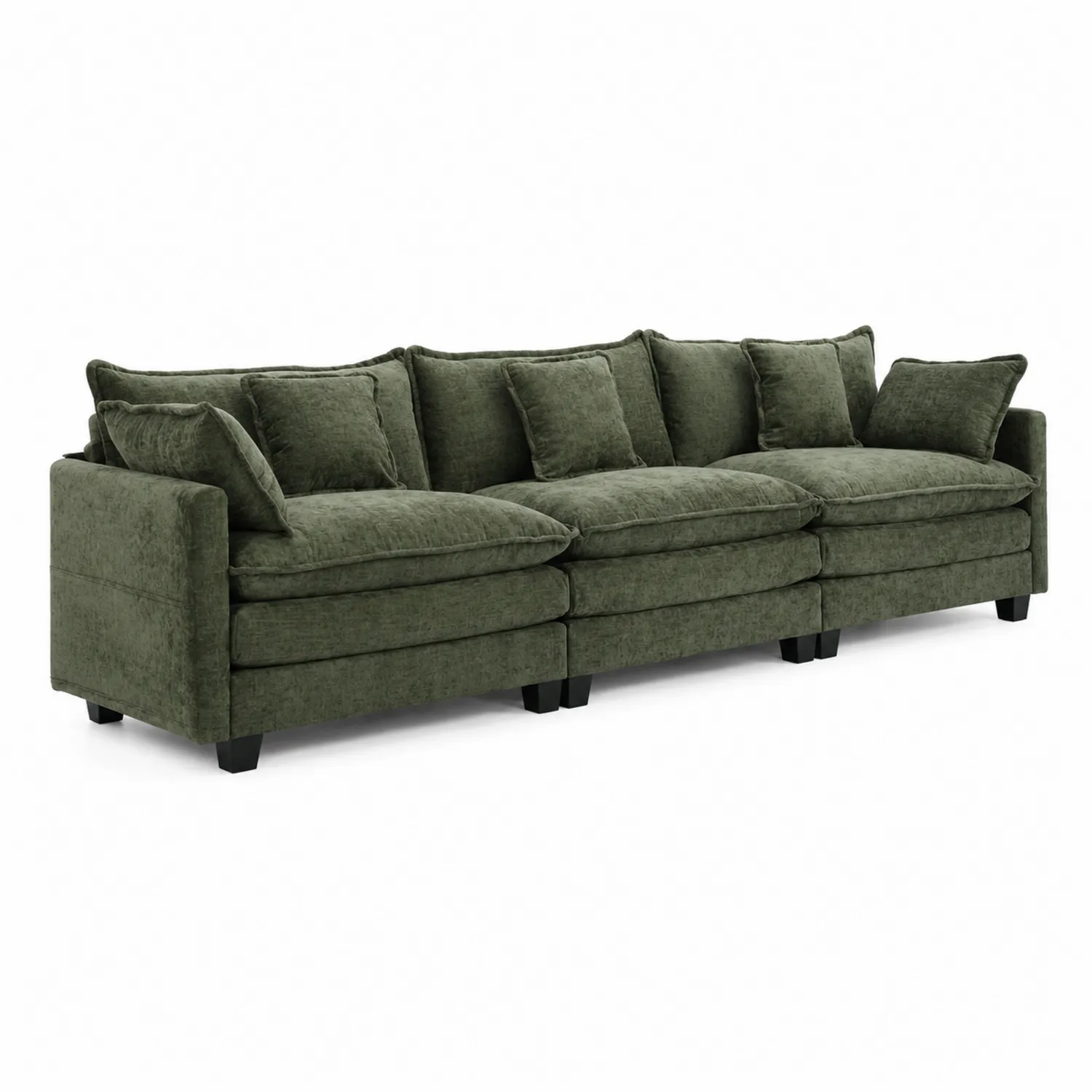 Sofa modułowa z zielonego weluru 300 cm