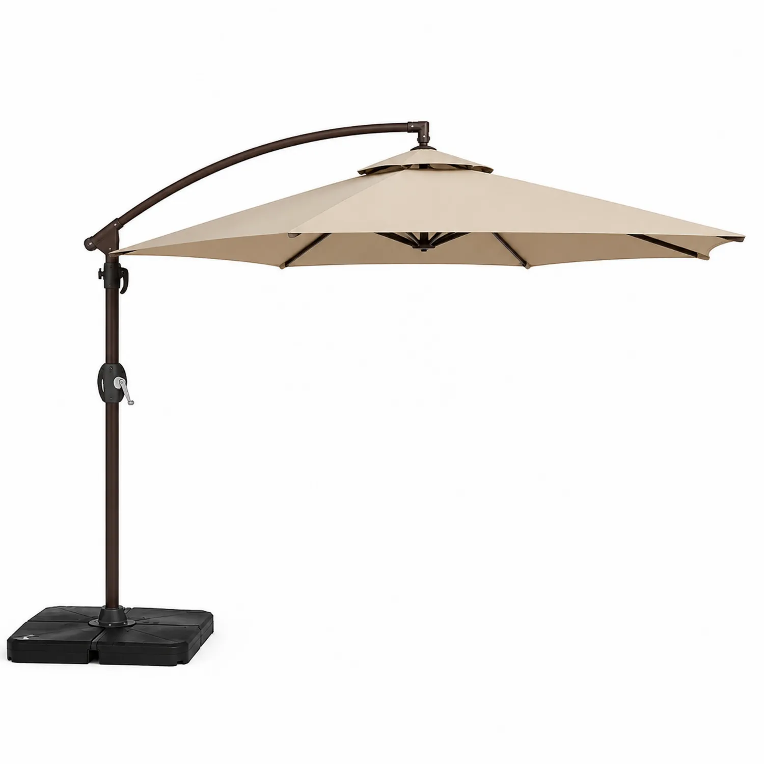 Parasol ogrodowy z wysięgnikiem okrągły 300 cm tkanina poliestrowa i stal Beżowy