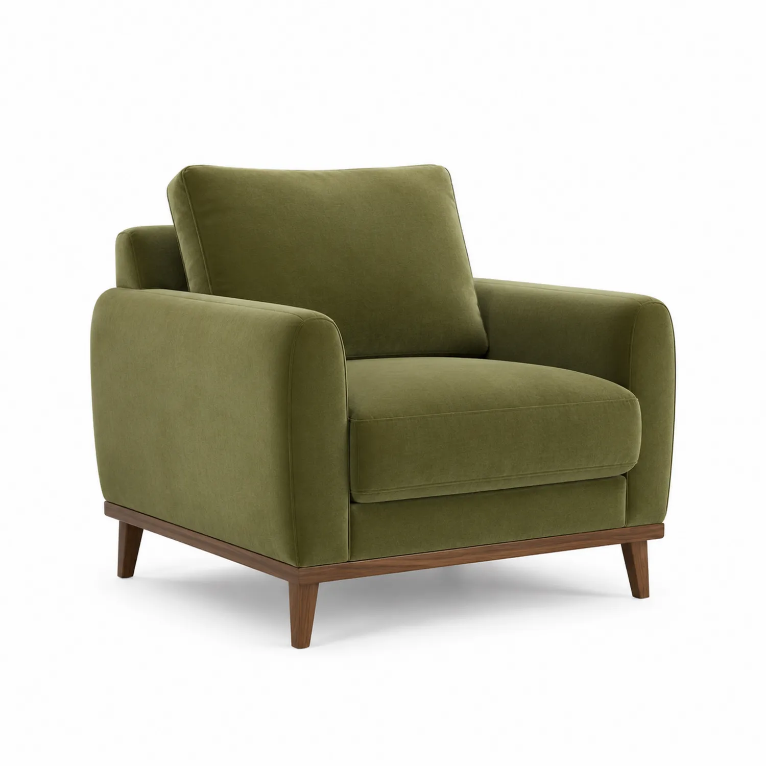 Fotel welurowy zielony z drewnianą ramą 80 cm x 90 cm x 90 cm