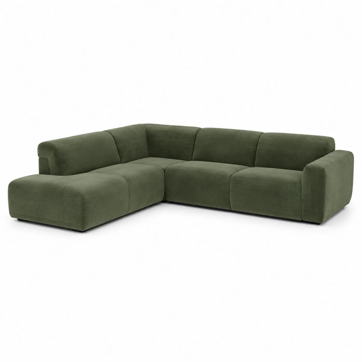 Narożnik L 280x180x90 cm zielony z tkaniny welurowej