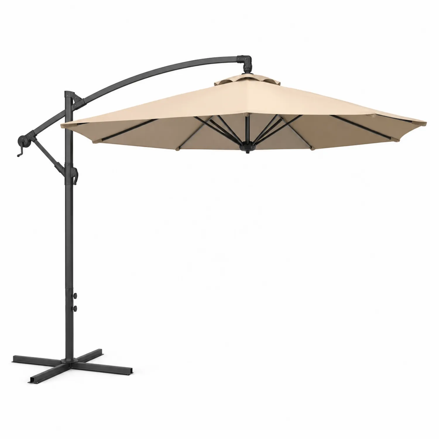 Parasol z wysięgnikiem, poliester wodoodporny, beżowy