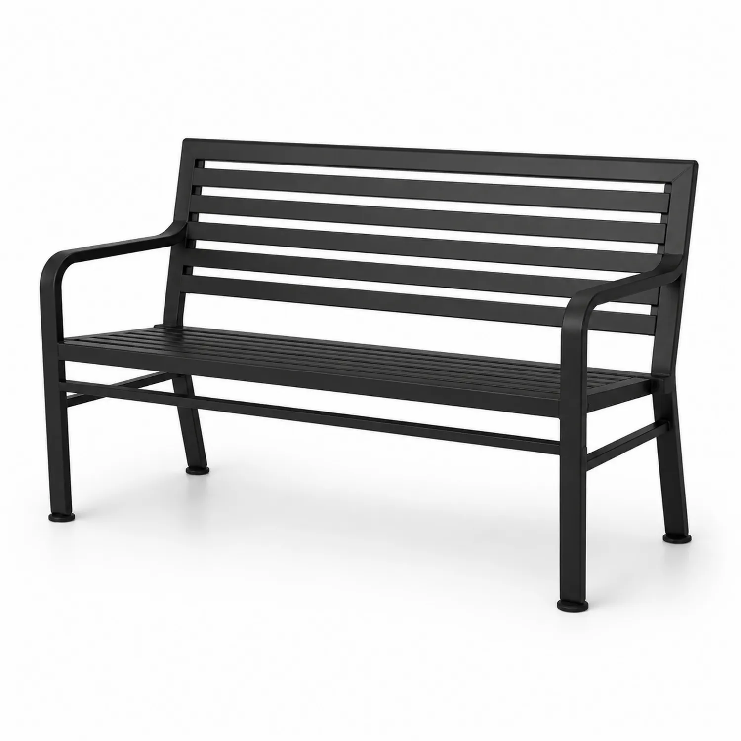 Ławka ogrodowa metalowa czarna 125x60x80 cm