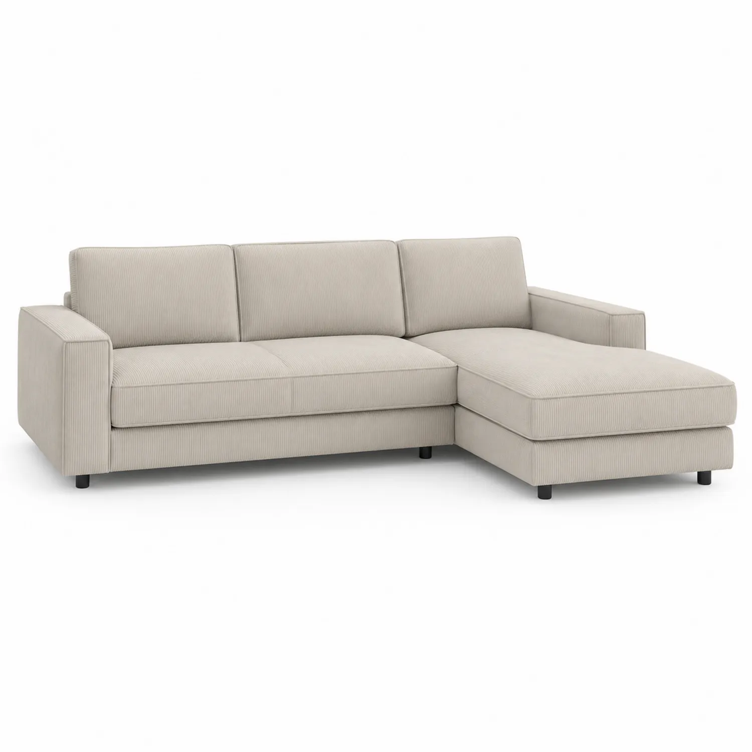Narożnik Sofa 250 cm Tkanina Poliester Beżowy