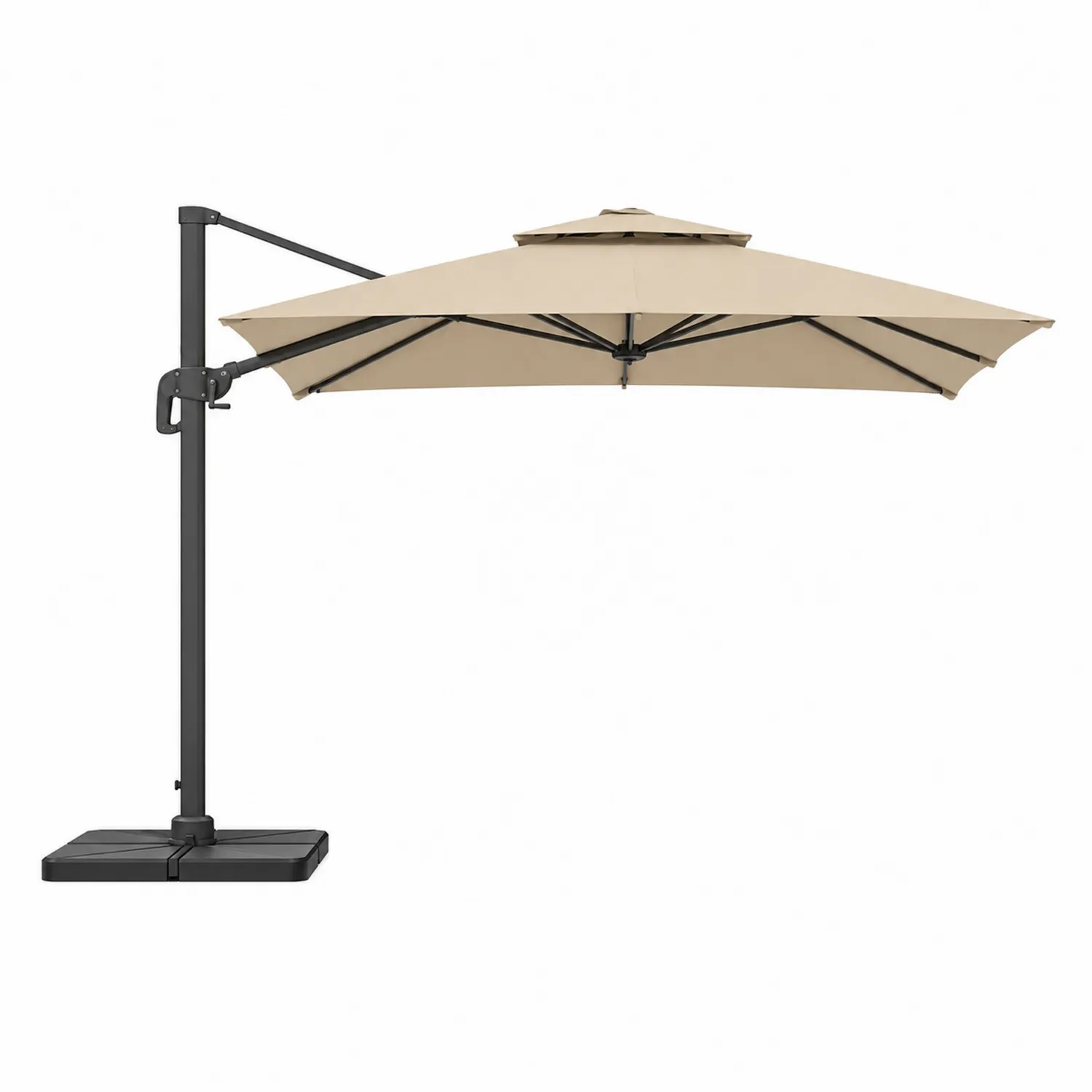 Parasol z wysięgnikiem 300x400 cm poliester stal Beżowy