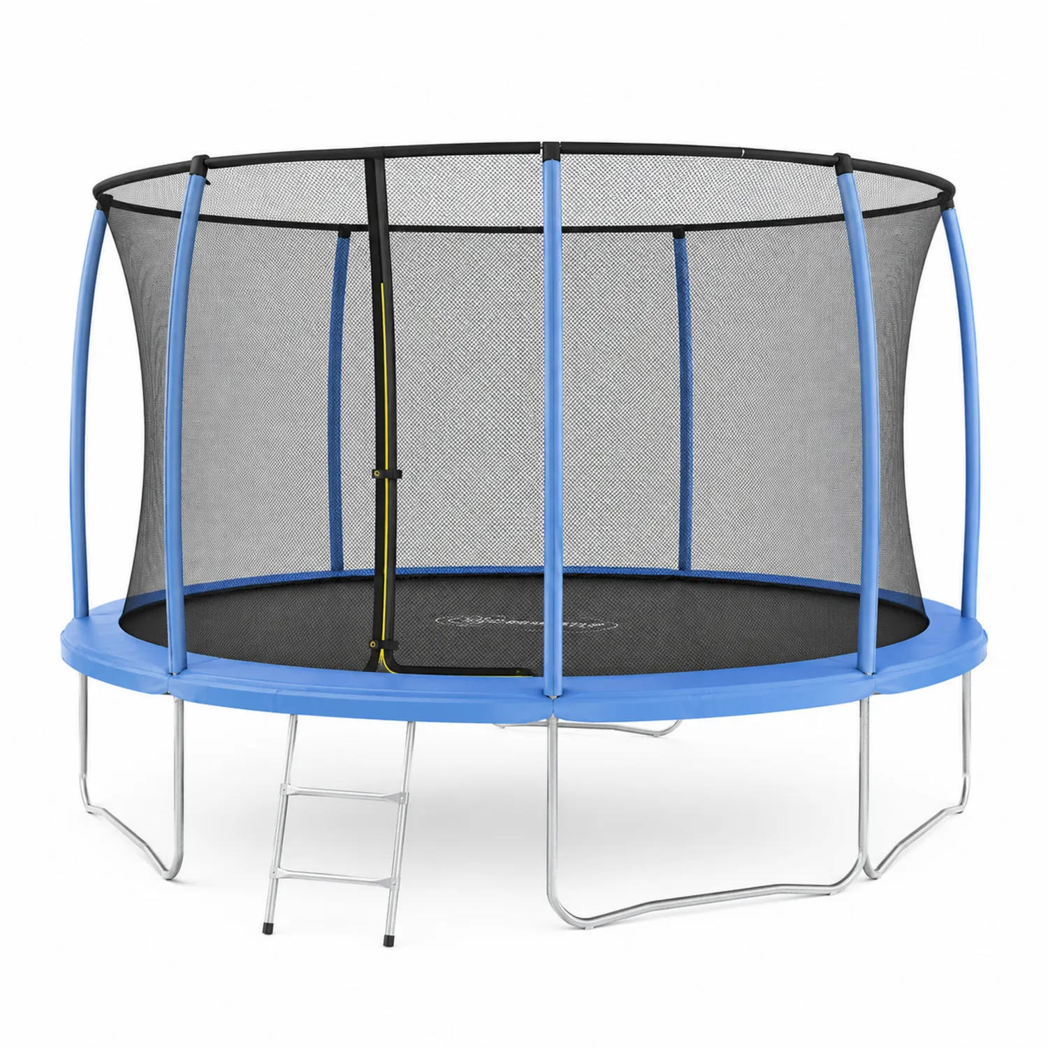 Trampolina Okrągła z Siatką 366cm Stalowa Niebieska/Czarna