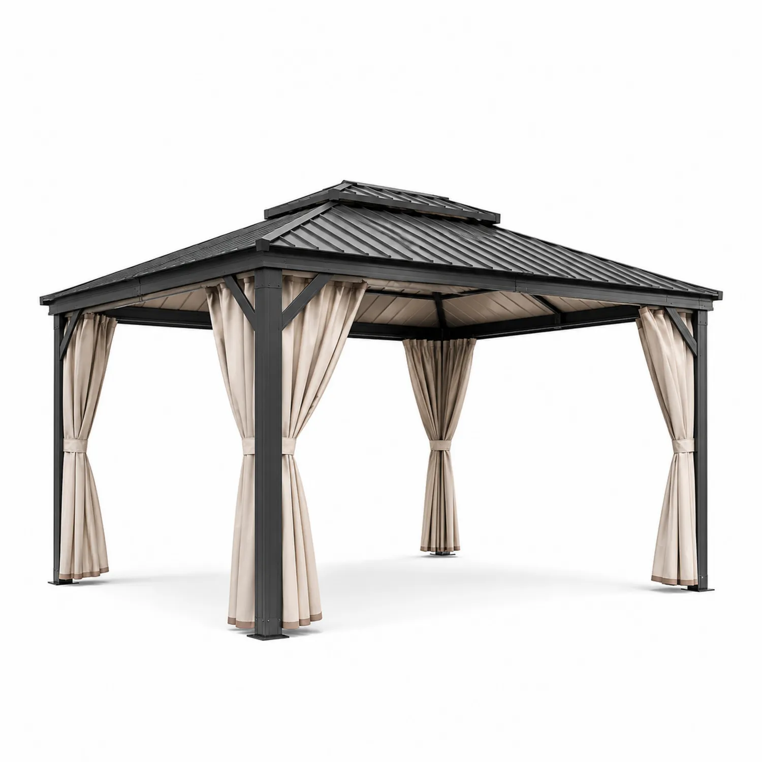 Aluminiowy pawilon ogrodowy z zasłonami 3.5m x 3m