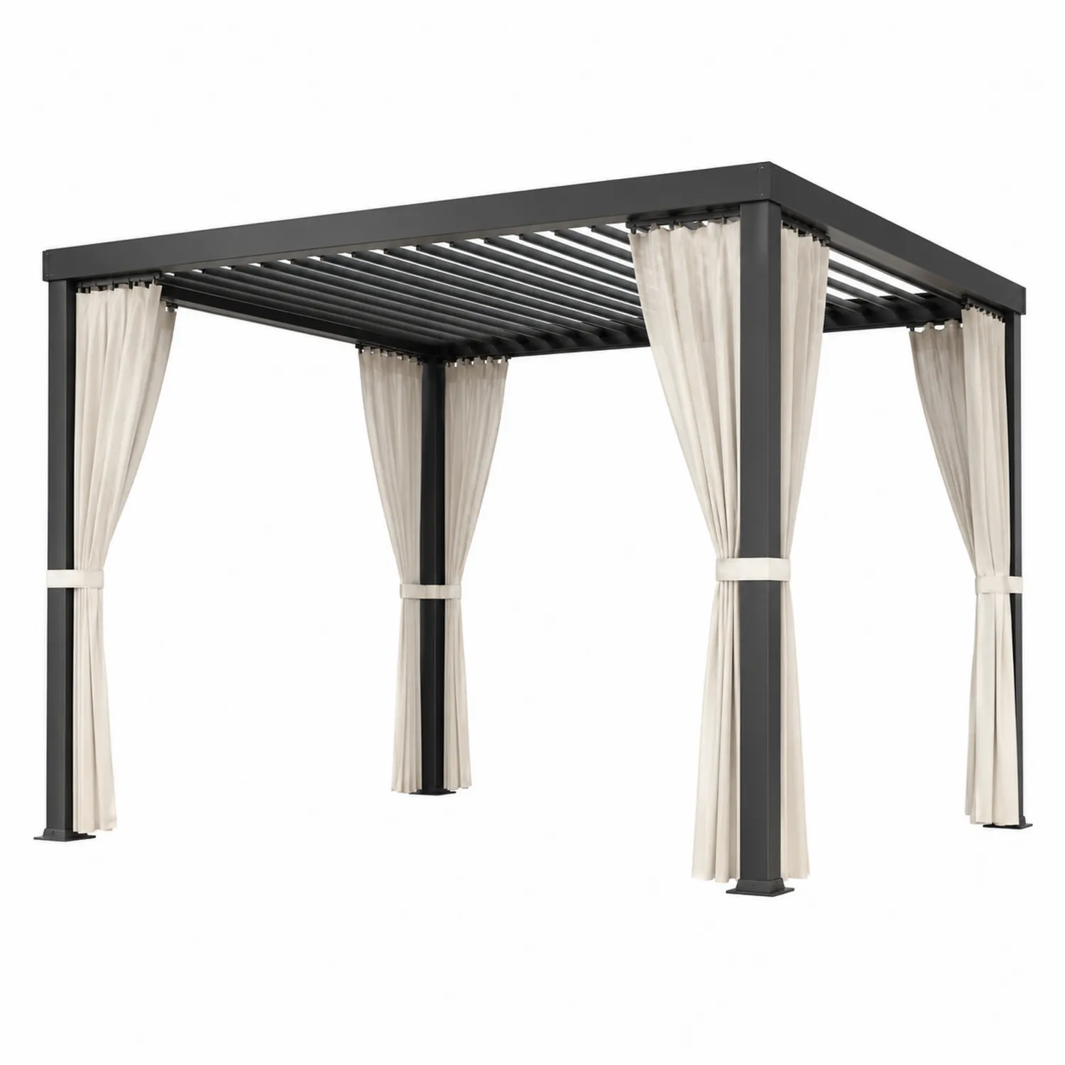 Altana aluminiowa z regulowanym dachem i zasłonami 3x4 m Czarny/Ecru