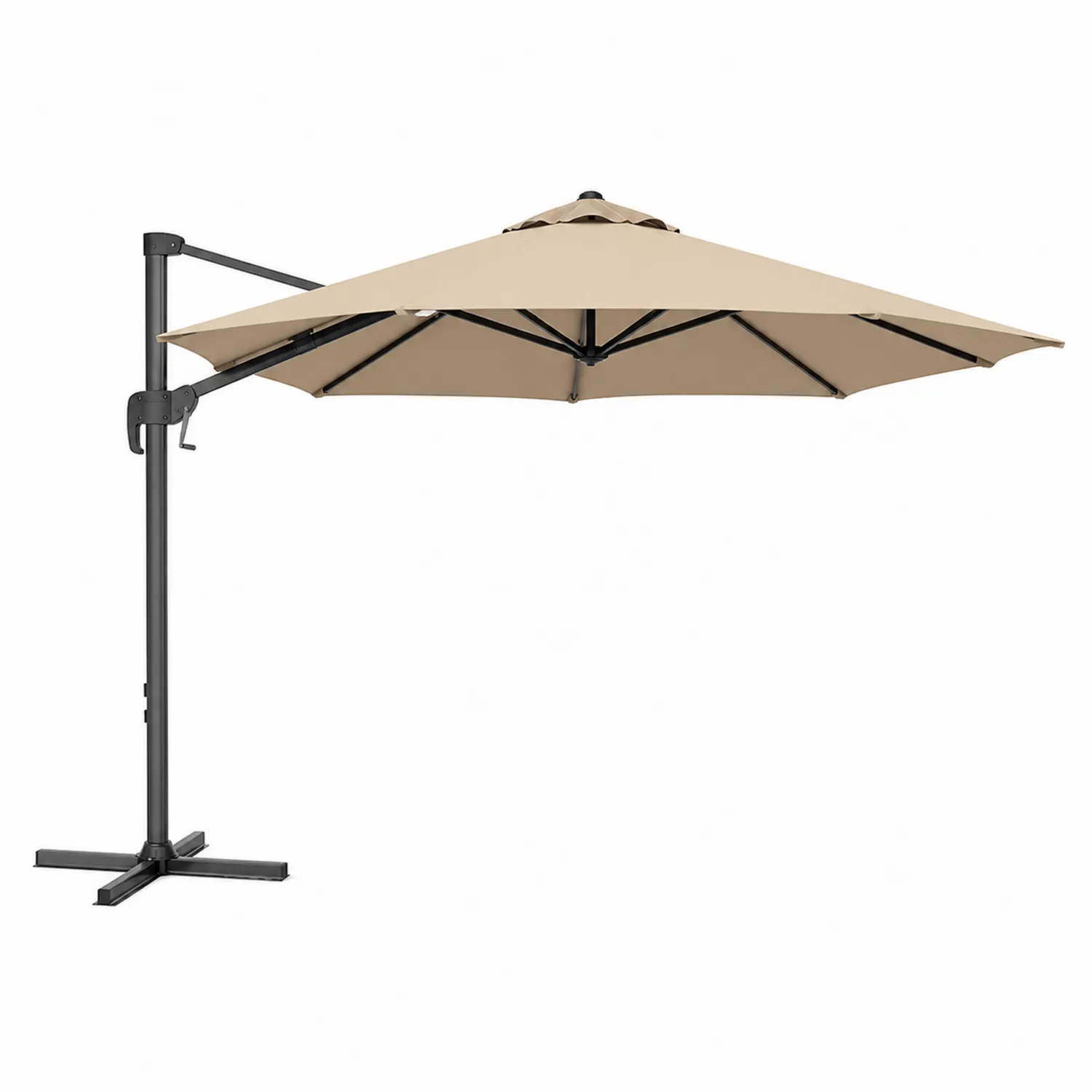 Parasol z wysięgnikiem okrągły 300 cm tkanina akrylowa Beżowy