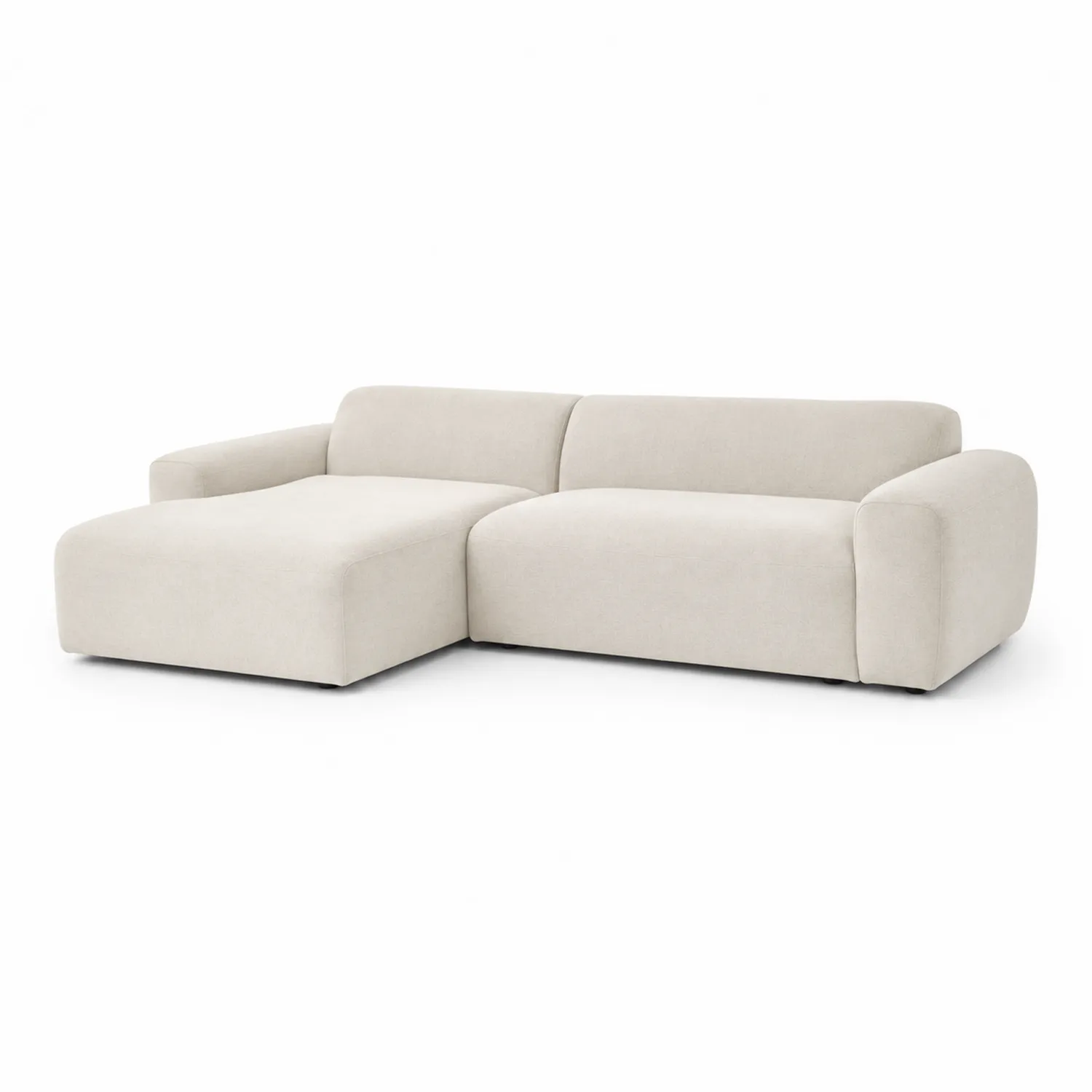 Sofa narożna lewostronna tkanina beżowa 260x160x80 cm