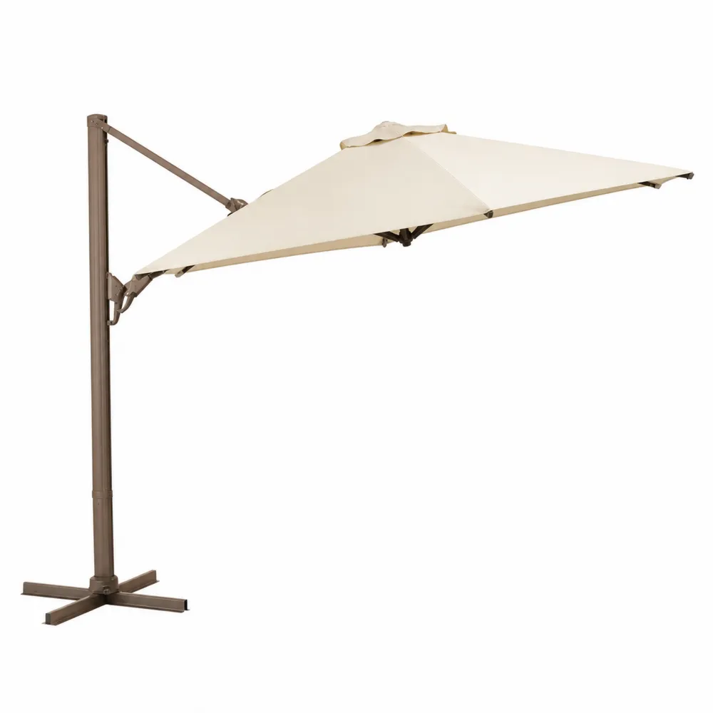 Parasol déporté en tissu beige avec structure en aluminium 300 cm-Solvatrinela