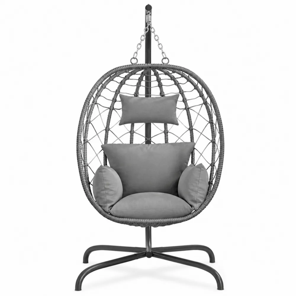 Fauteuil suspendu en résine tressée Gris-Solvatrinela