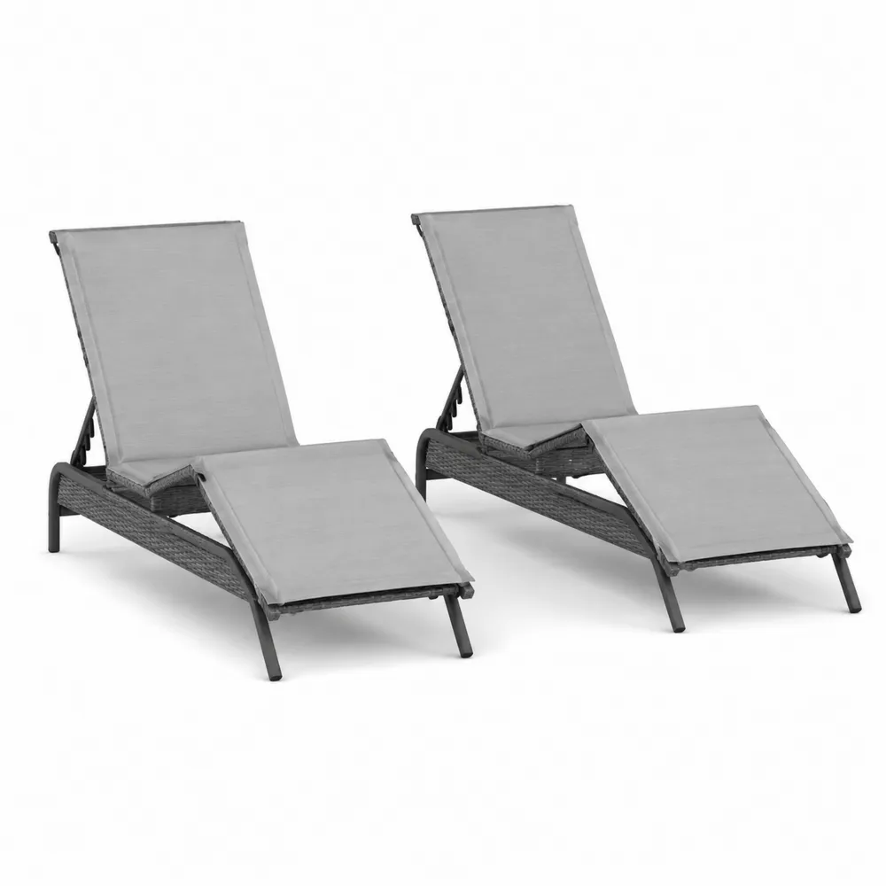 Chaises longues réglables en aluminium et résine tressée Gris-Solvatrinela