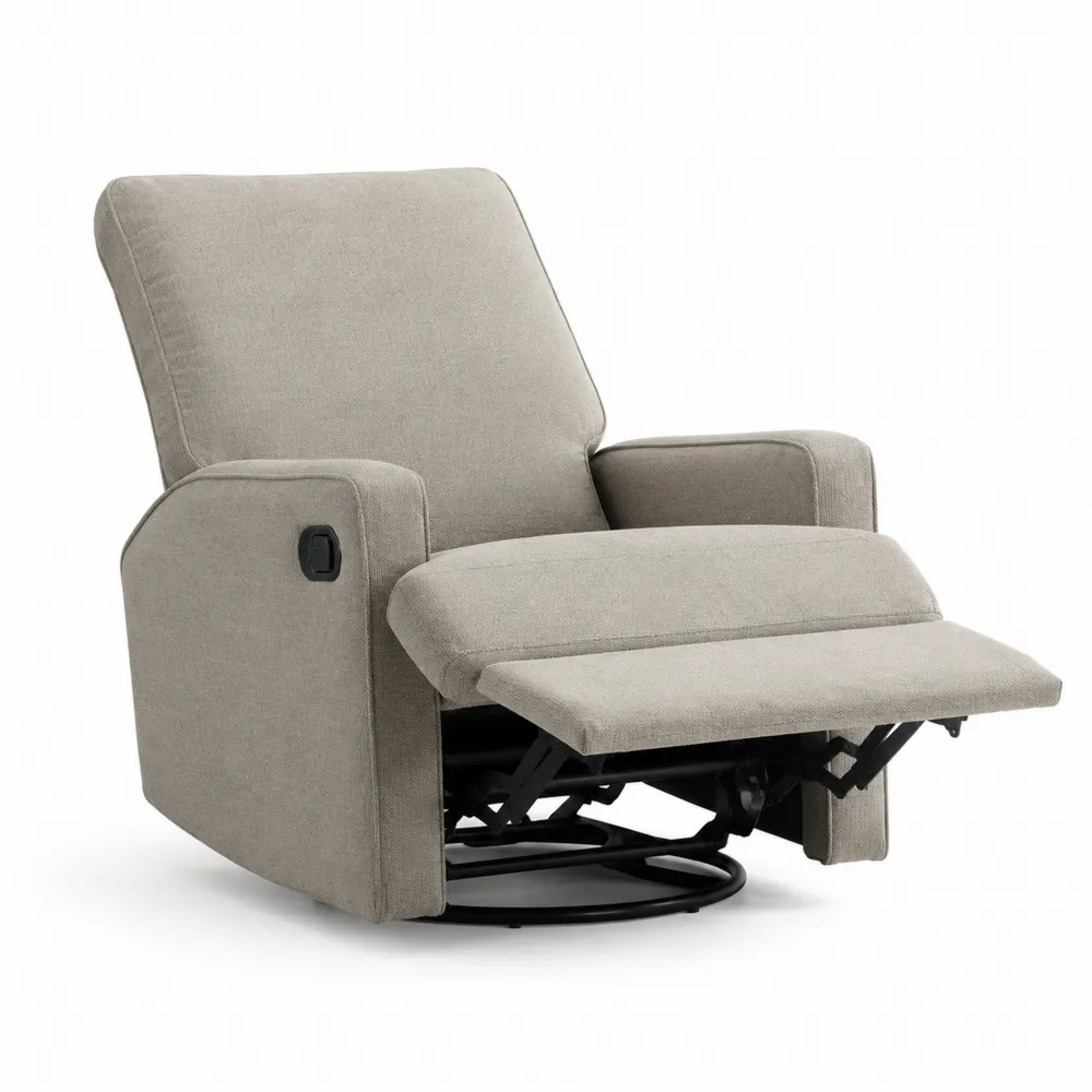 Fauteuil inclinable en tissu polyester beige avec repose-pieds-Solvatrinela