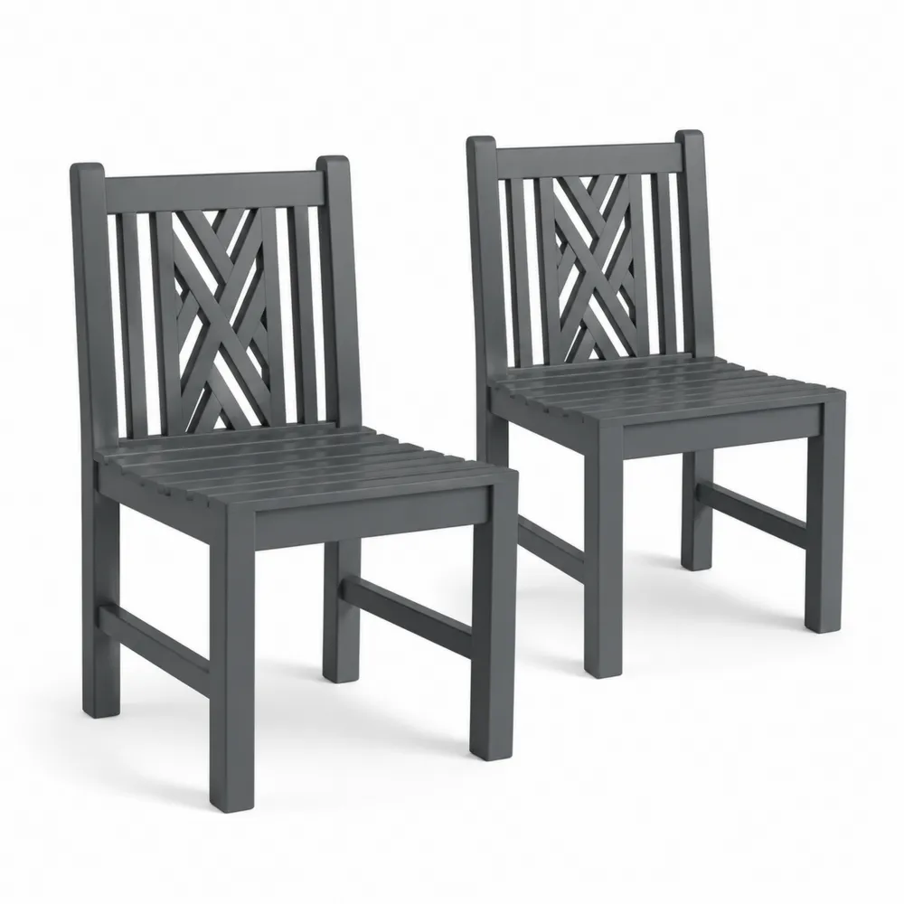 Lot de 2 chaises en bois d'acacia pour extérieur Gris-Solvatrinela