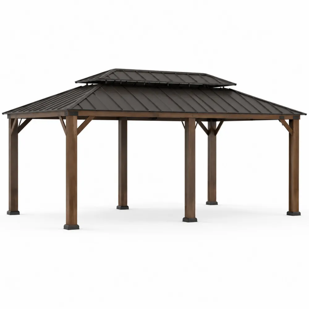 Pavillon en bois et métal 400x300 cm Marron-Solvatrinela