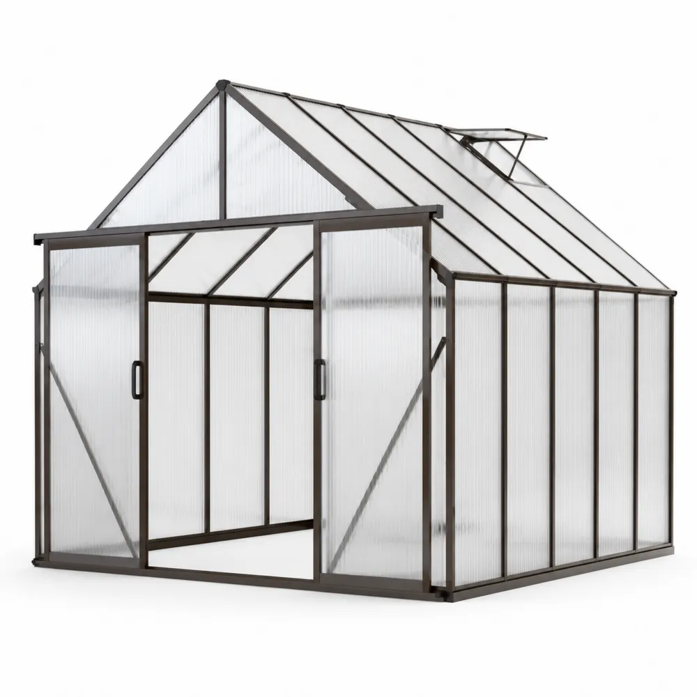 Serre en Polycarbonate avec Cadre en Aluminium Transparent/Noir-Solvatrinela