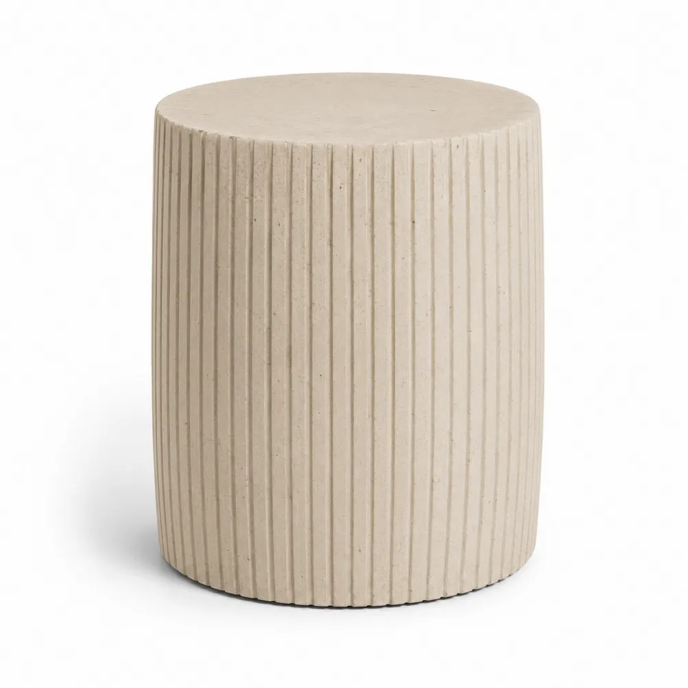 Table d'appoint ronde en béton côtelé beige-Solvatrinela
