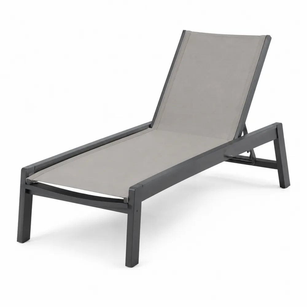 Chaise longue en aluminium et textilène gris-Solvatrinela