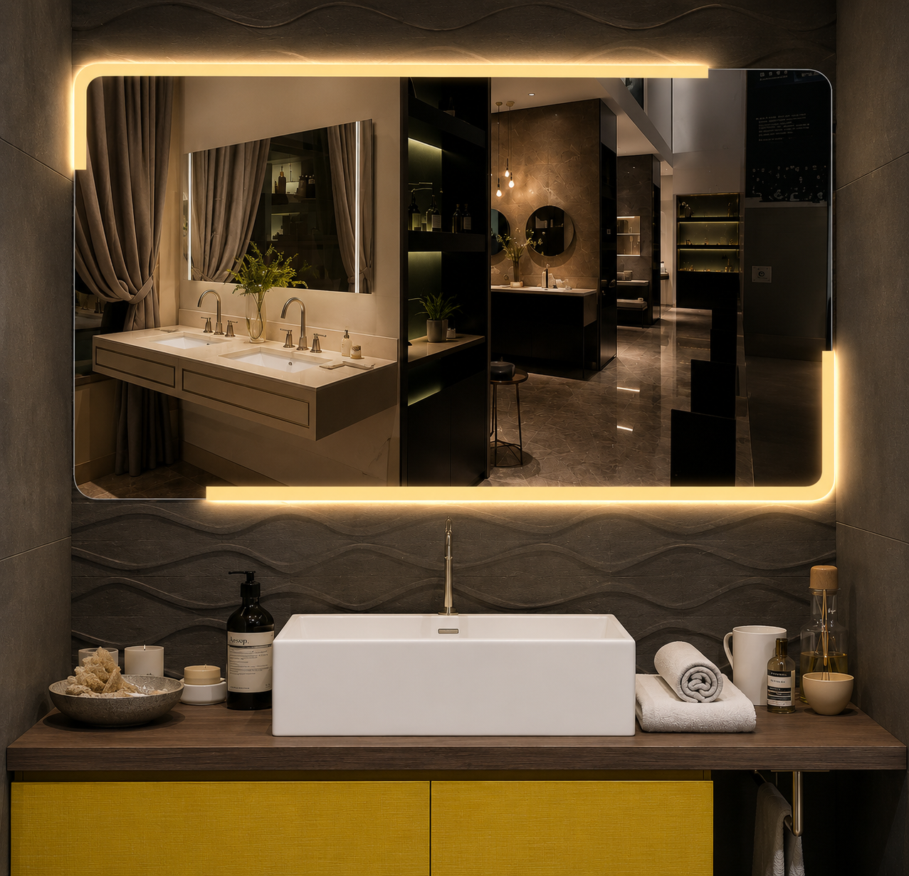 Smart Mirror with LED  Multi-Functional and Adjustable Touch Sensors