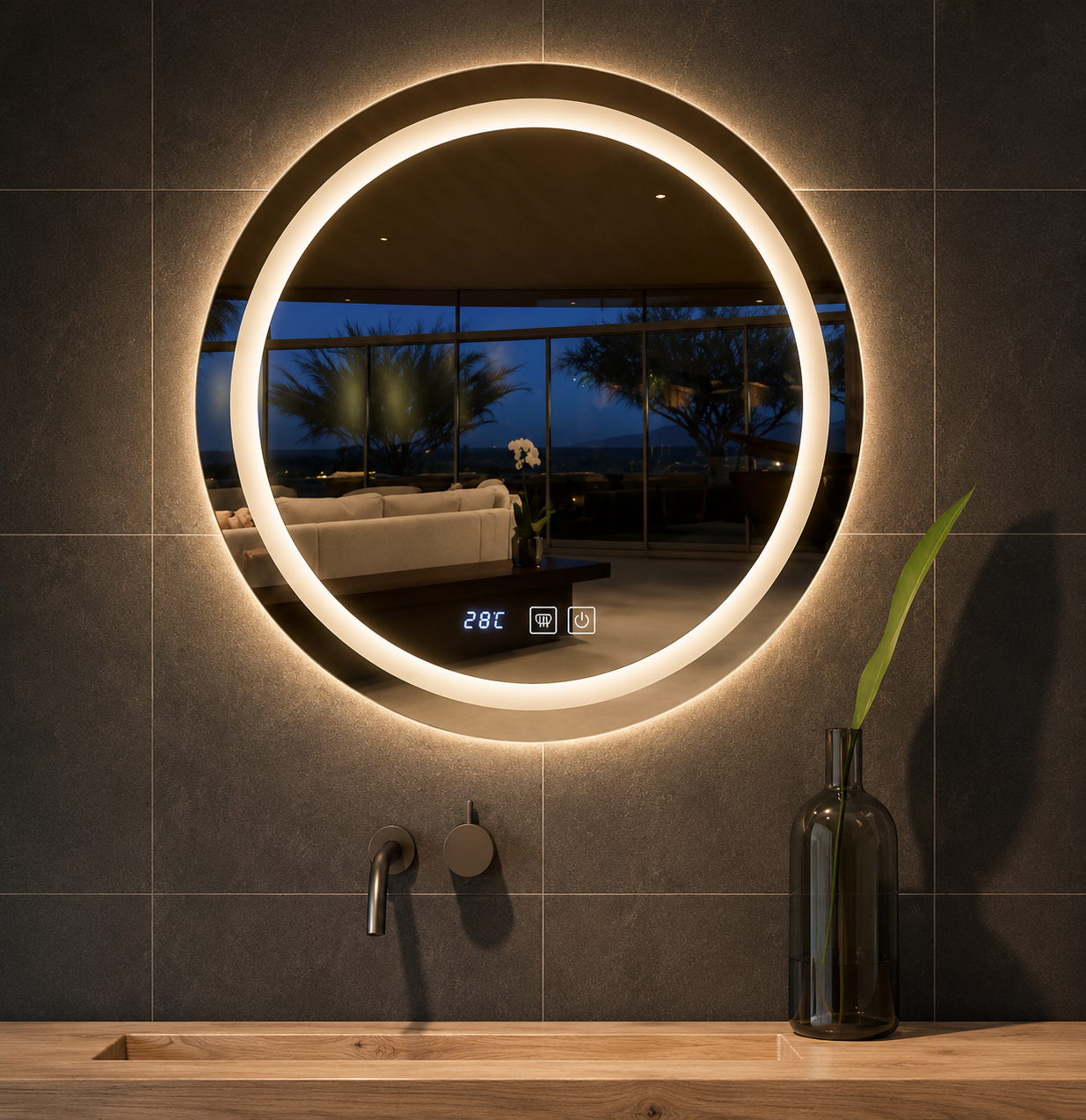 LED Smart Light with Touch and Motion Sensors: Multifunctional Light and Mirror for Bathrooms and Bedrooms