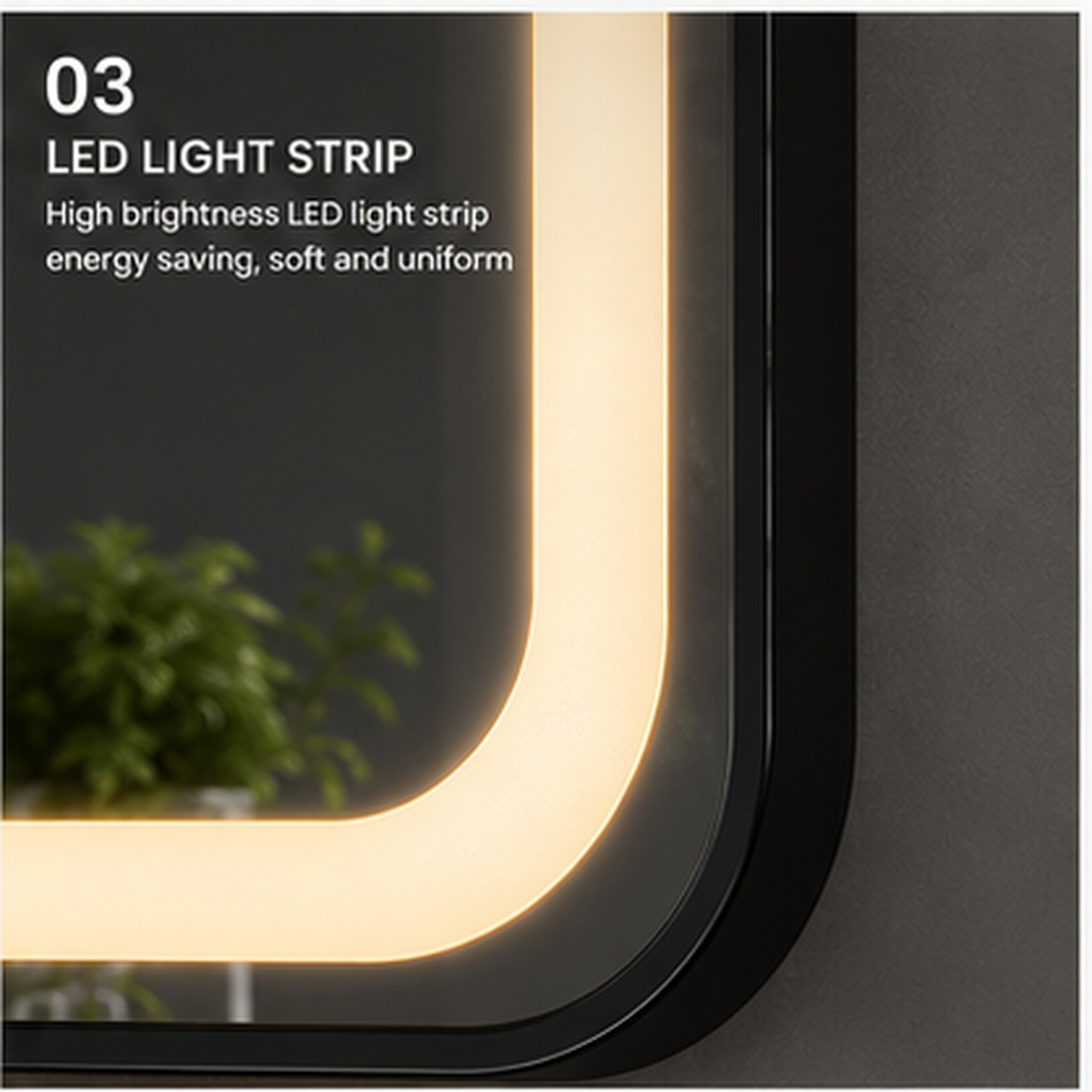 LEDSmartMirrorwith3ColorTouchscreenandBluetoothAntiFog