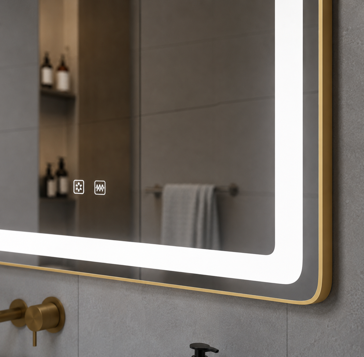 Smart bathroom mirror light with aluminum alloy frame and antifog feature