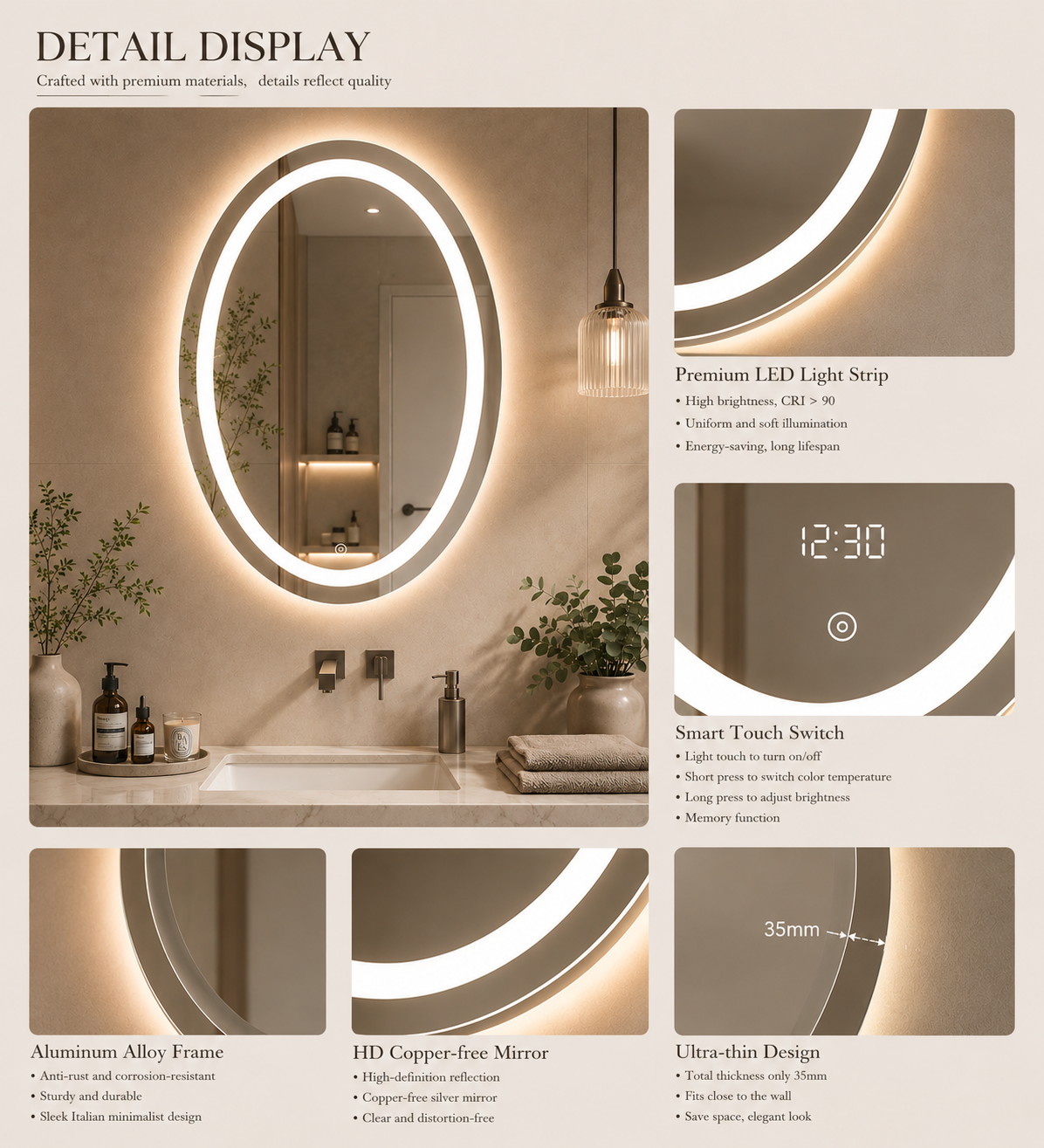 Smart mirror lighting for the bathroom