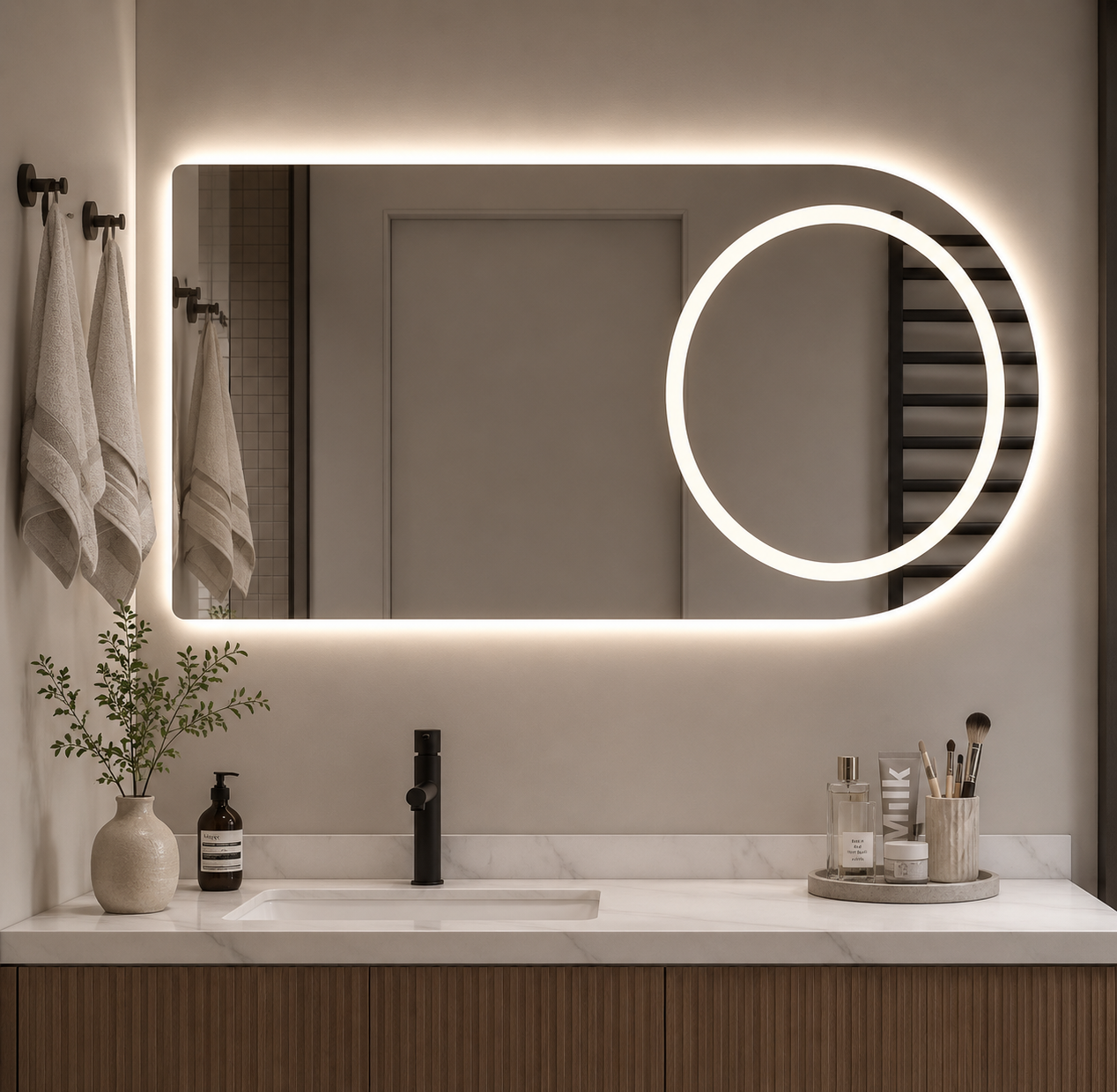 Multifunctional Smart Bathroom Mirror with Touch Sensors and Anti-Fog Feature