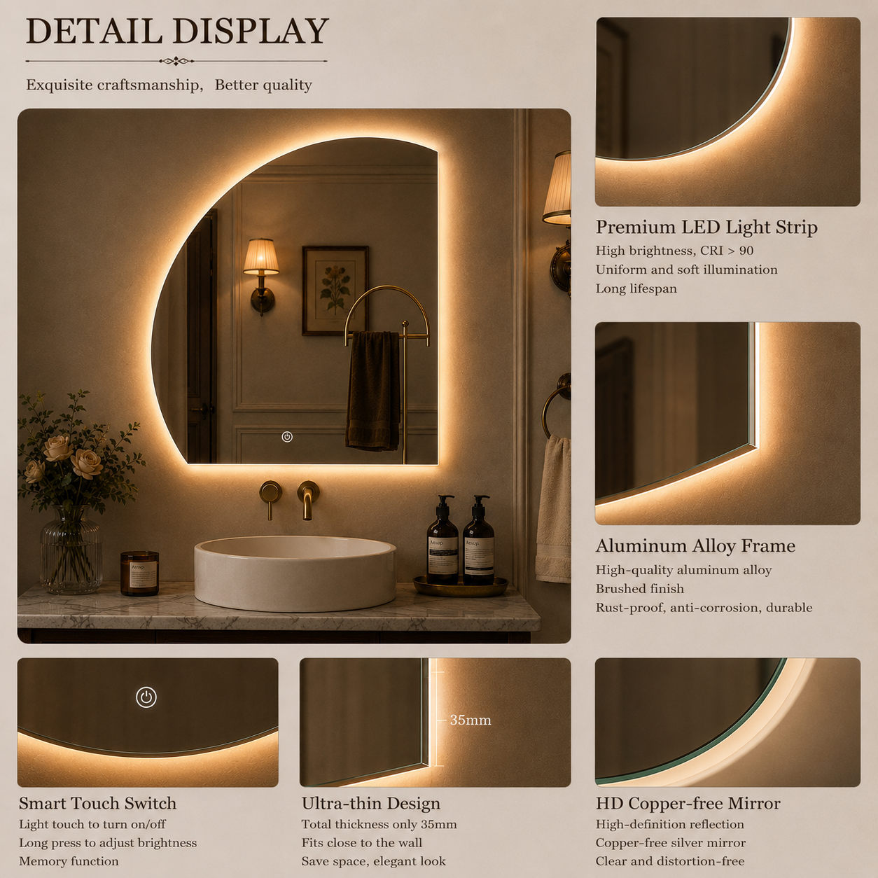 MirrorMultifunctionalCustomizable Irregular Shapes