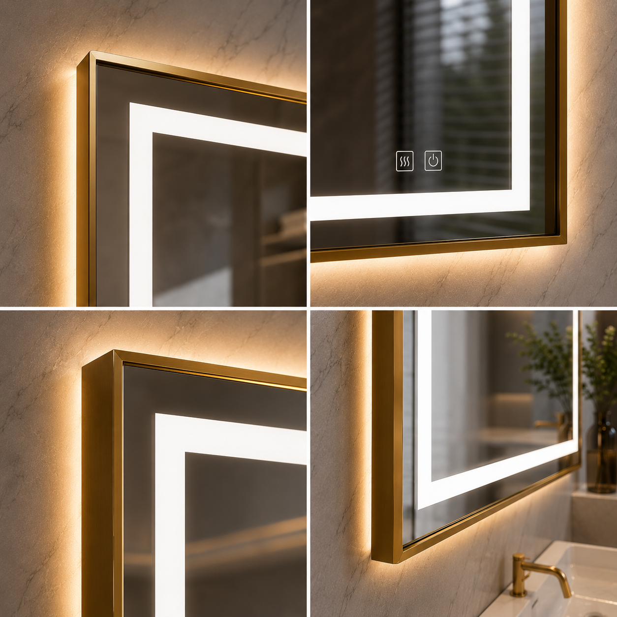 Custom LED Smart Bathroom Mirror with RightAngle Frame