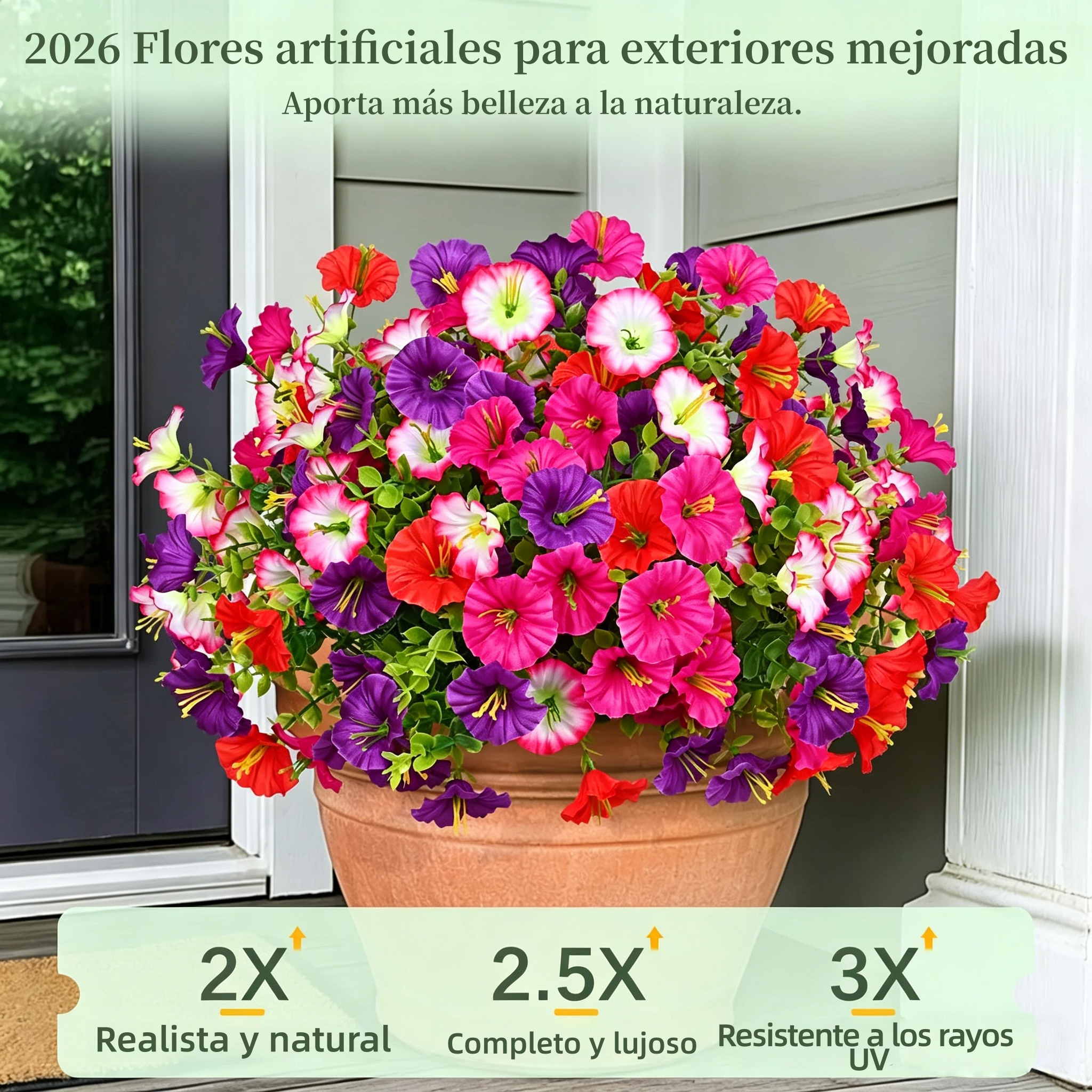 🔥Último día con 60% de descuento🔥Flores artificiales de petunias resistentes a los rayos UV