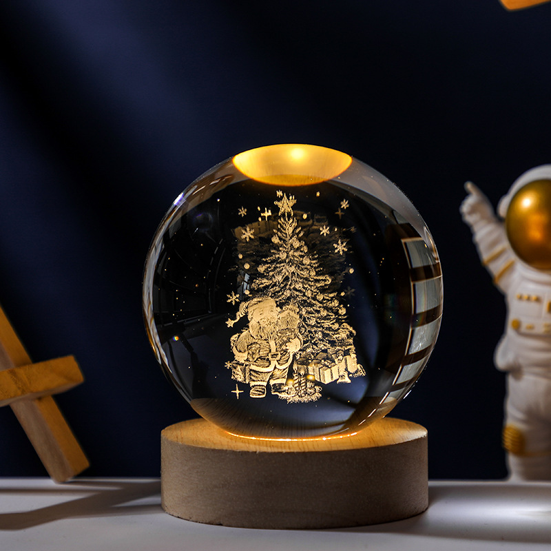 3D Crystal Ball Night Light - Laser-carved Snowman, Cute and Fun Christmas Night Light, Perfect for Christmas Party Decorations✨