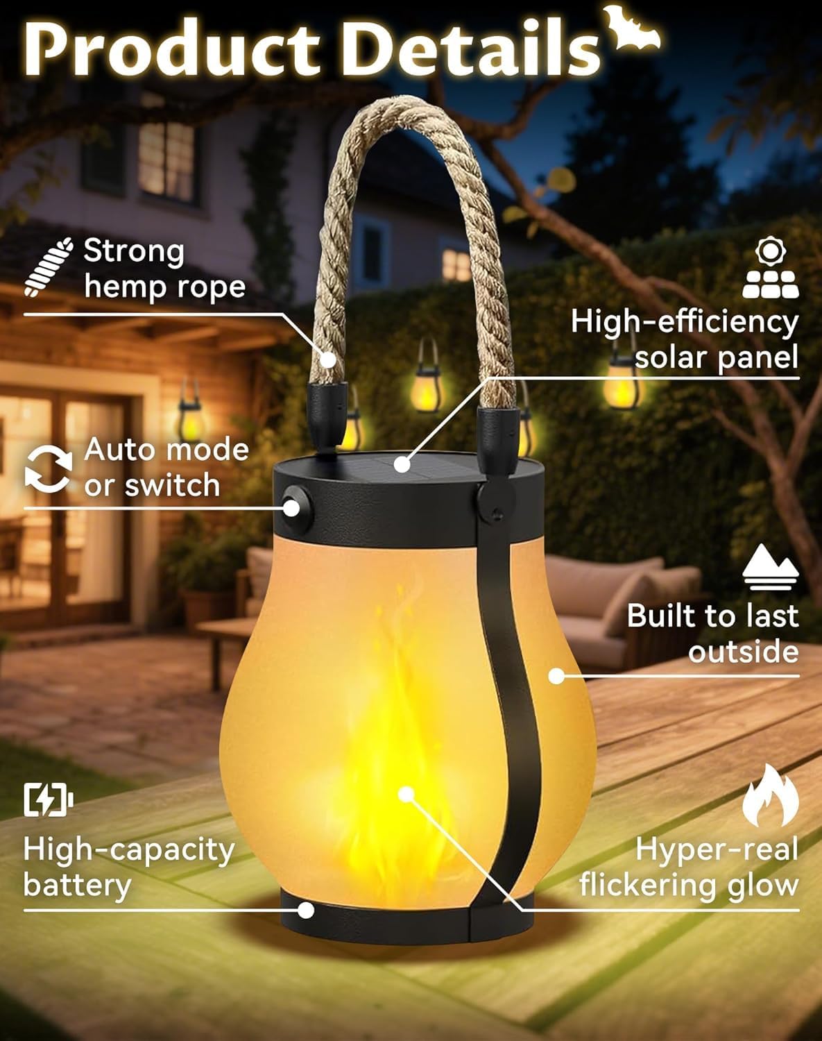✨Solar-powered outdoor lights - realistic flame dancing effect✨