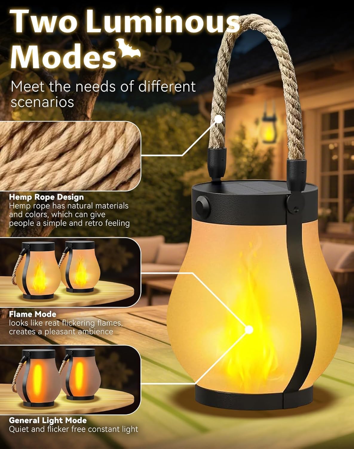 ✨Solar-powered outdoor lights - realistic flame dancing effect✨