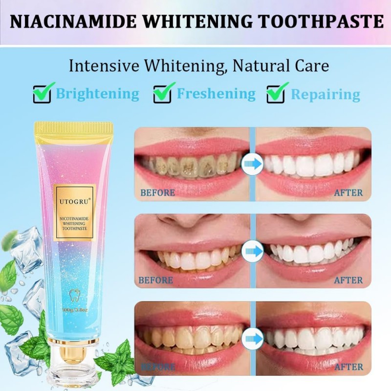 🔥Limited-time discount of 50%🔥Triple Fluoride-Free Whitening Niacinamide Toothpaste✨