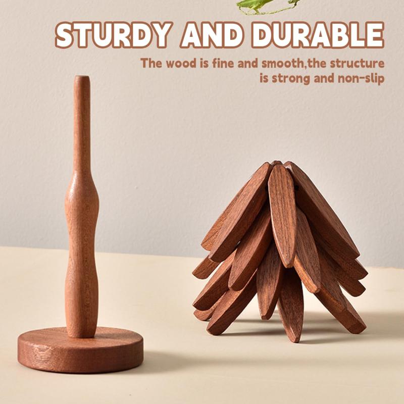 🔥Christmas Early Discount 60% Off✨Natural Tree Trivet Set - 4 Wooden Trivets & 1 Stand,Like a Christmas Tree🎄