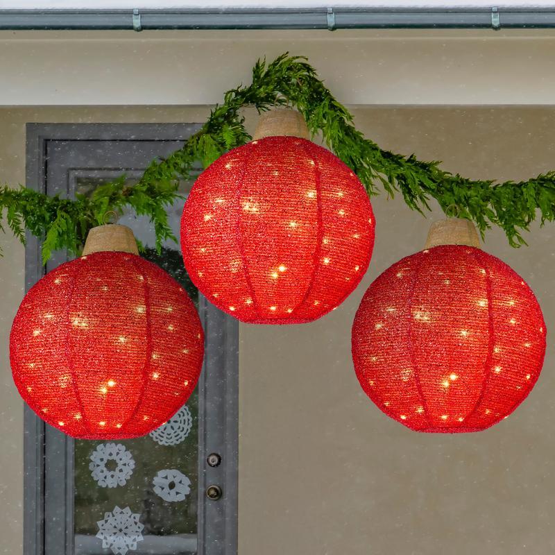 🎄Three-piece set of spherical, light-up pop-up outdoor hanging Christmas decorations, available in three colors.✨