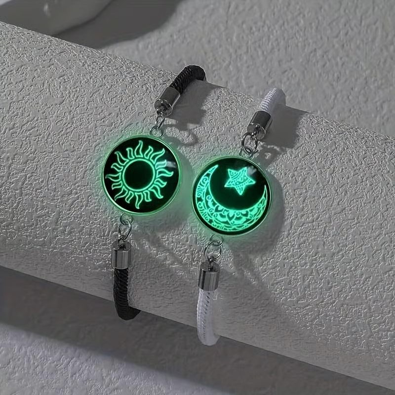 🔥 2-Pack Sun & Moon Bracelets – Luminous Couples Jewelry for Long-Distance Love🔥