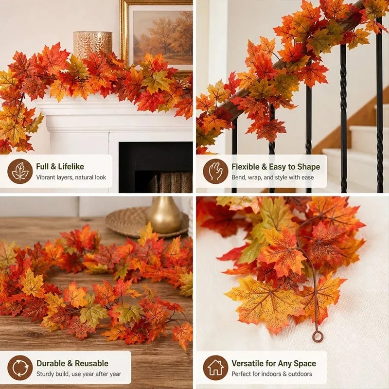 🍁$9.99 On Sale Today Only🍂Fall Wreath with Pumpkin Maple Leaves🎃