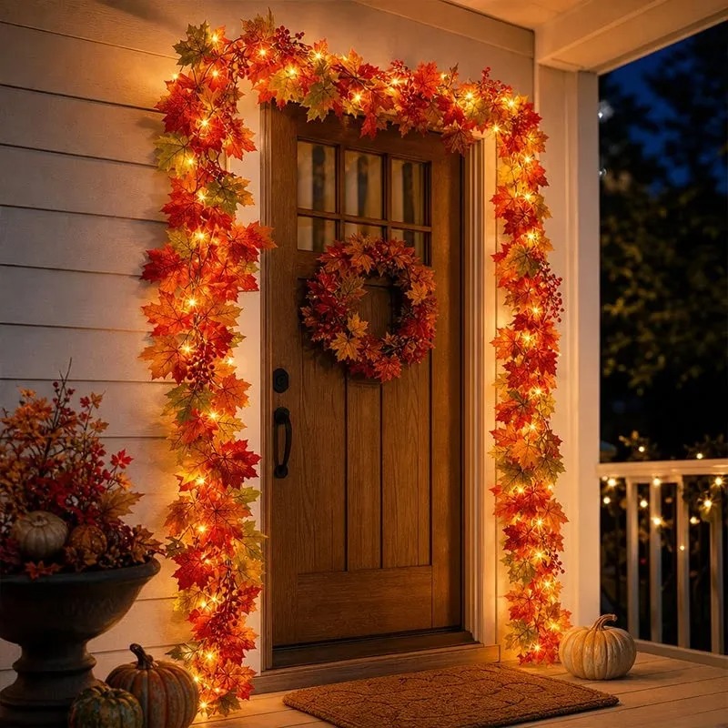 🍁$9.99 On Sale Today Only🍂Fall Wreath with Pumpkin Maple Leaves🎃