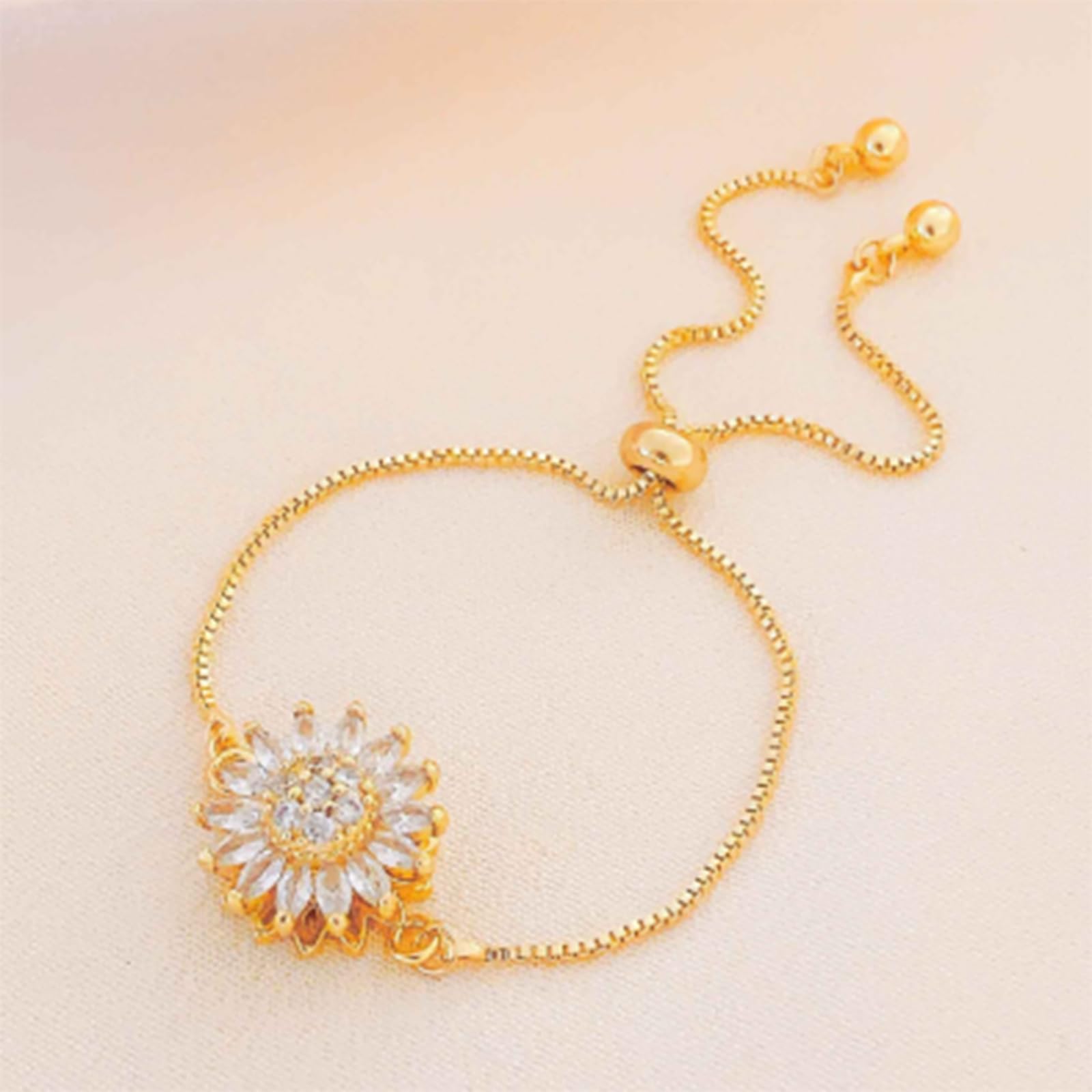 Rotating Sunflower Rhinestone Stress Relief Bracelet💝
