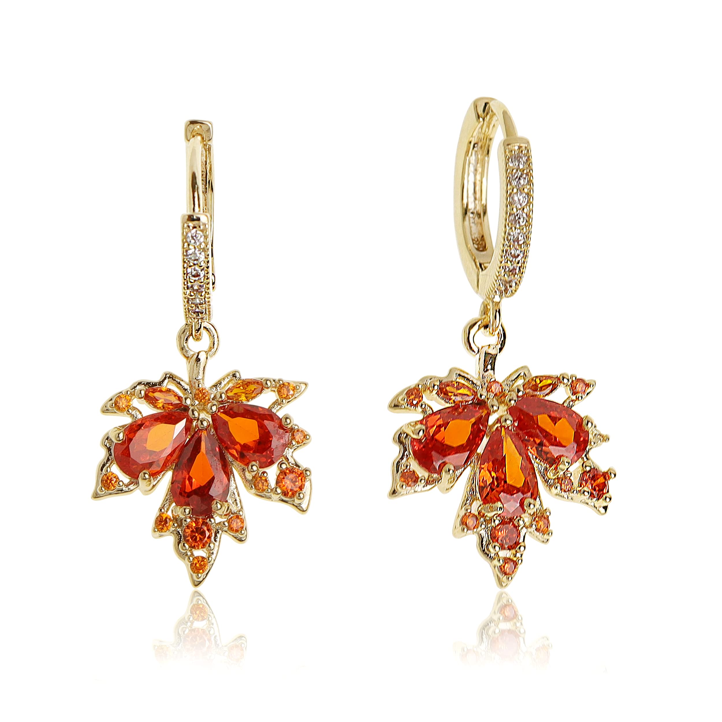 🔥HOT SALE 50%OFF ⚡Gold and silver small round ring maple leaf pendant earrings