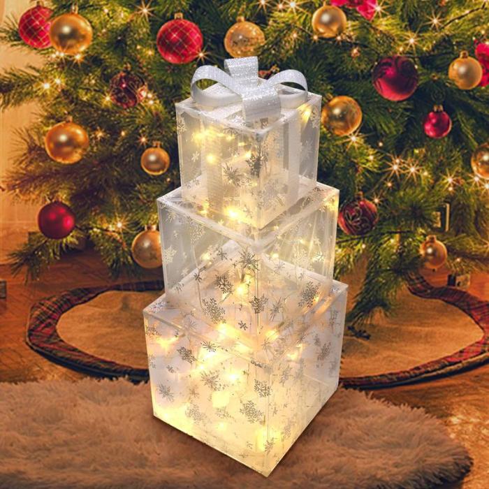 🎄Christmas light gift box,A set of 3 Christmas light gift boxes, festive decorations✨