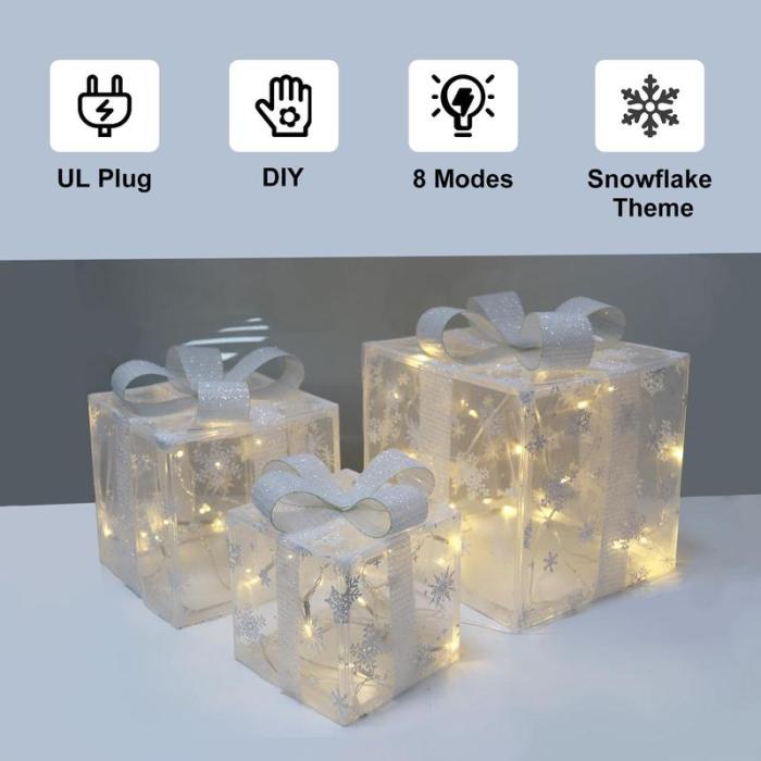 🎄Christmas light gift box,A set of 3 Christmas light gift boxes, festive decorations✨